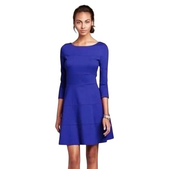 Banana Republic Dresses & Skirts - Banana Republic Three Quarter Sleeve Fit And Flare Dress Size 2 Blue